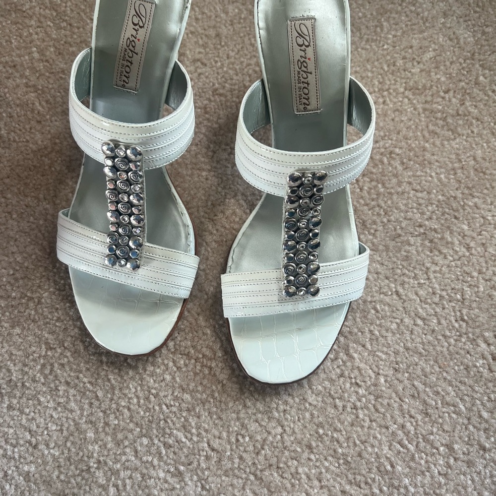 Brighton Silver and White Sandals with Elegant Design
